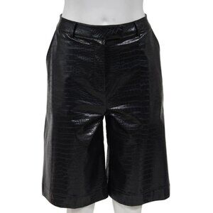 Samsoe Samsoe Womens Averie Shorts XS Midnight Faux Embossed Croc Leather